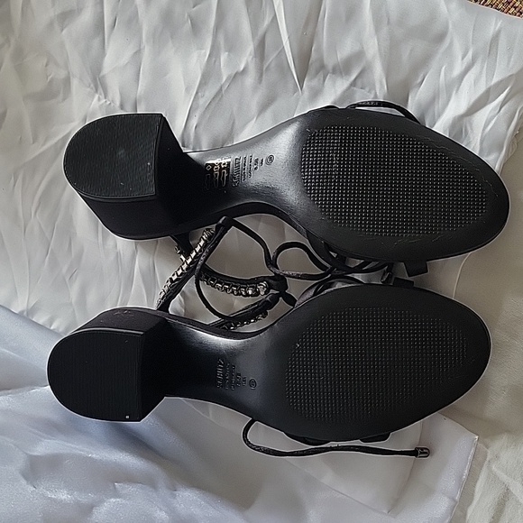 Schutz Islah Rhinestone Wrap Around Block Heel - Picture 8 of 11